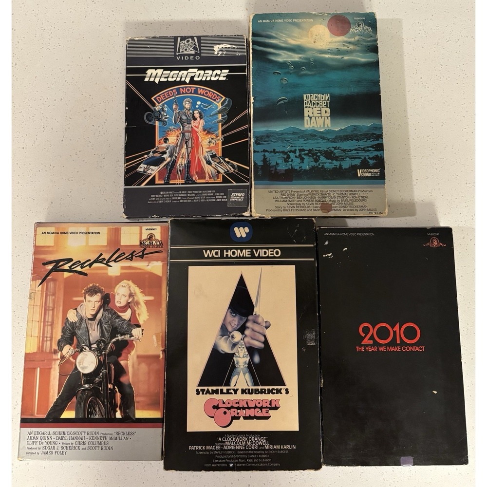 Big Box VHS Lot Of 5 RARE A Clockwork Orange First Print Mega Force Red Dawn